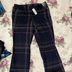 NWT New York & Company blue & pink plaid slacks